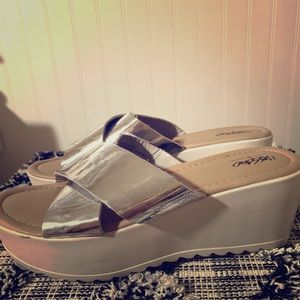 Silver/White platform shoes